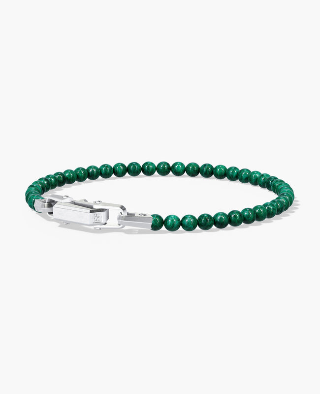 POWER BEADS Bracelet with Silver Lock & Malachite
