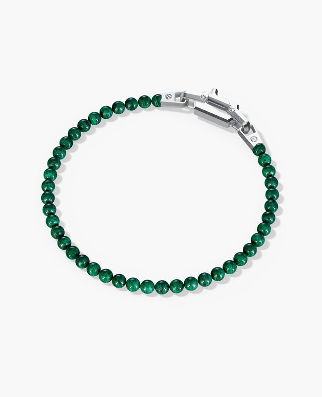 POWER BEADS Bracelet with Silver Lock & Malachite