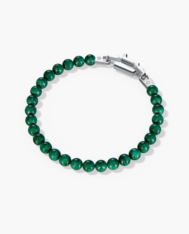 POWER BEADS Bracelet with Silver Lock & Malachite