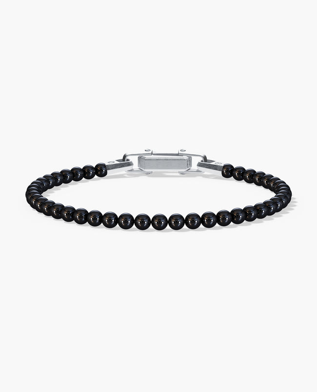 POWER BEADS Bracelet with Silver Lock & Polished Onyx