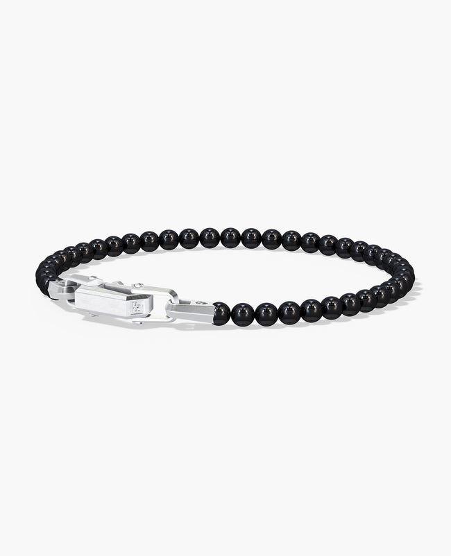 POWER BEADS Bracelet with Silver Lock & Polished Onyx