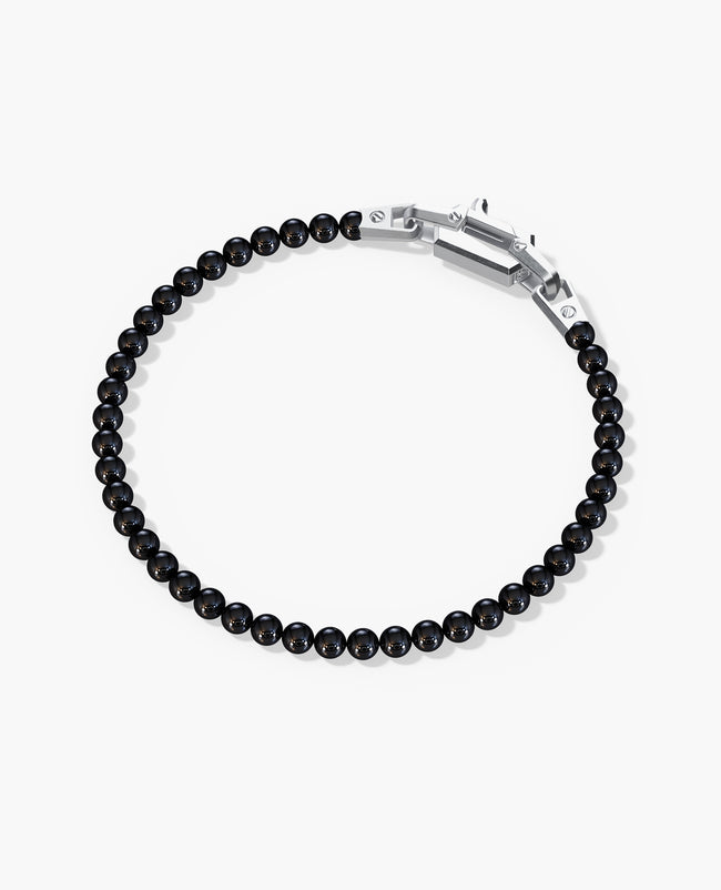 POWER BEADS Bracelet with Silver Lock & Polished Onyx