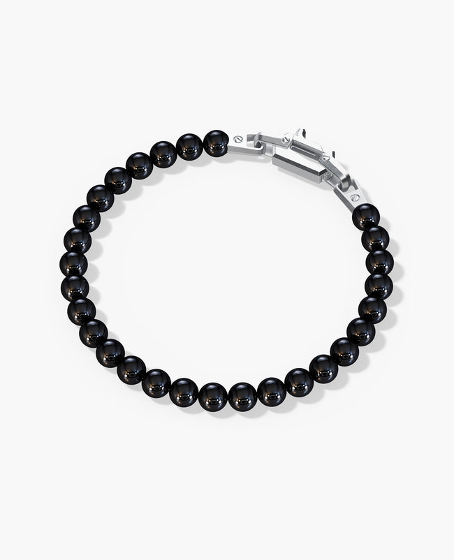 POWER BEADS Bracelet with Silver Lock & Polished Onyx
