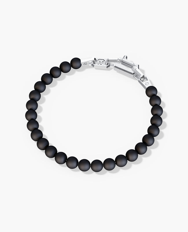 POWER BEADS Bracelet with Silver Lock & Matt Onyx
