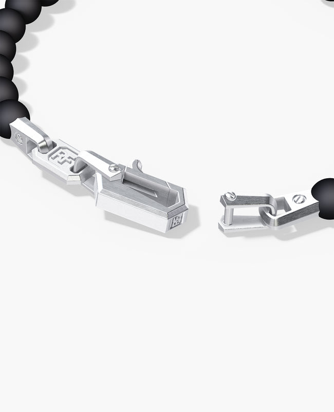 POWER BEADS Bracelet with Silver Lock & Matt Onyx