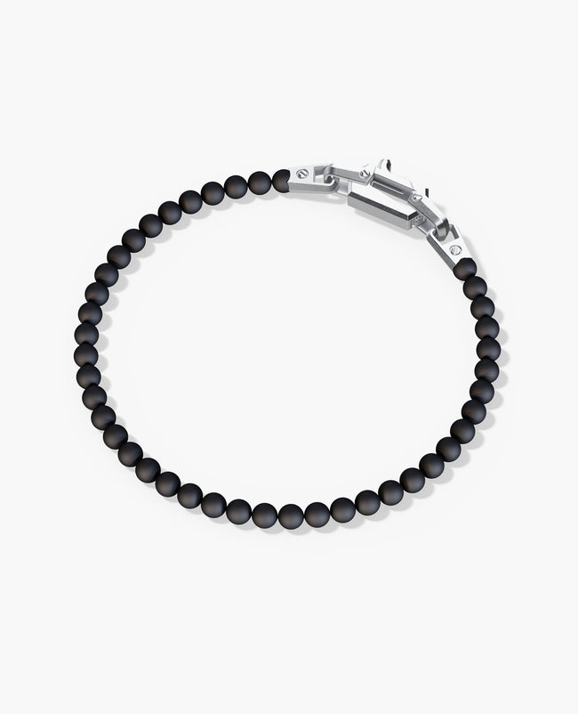 POWER BEADS Bracelet with Silver Lock & Matt Onyx