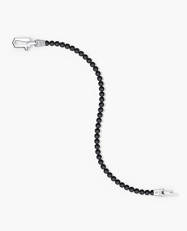 POWER BEADS Bracelet with Silver Lock & Matt Onyx