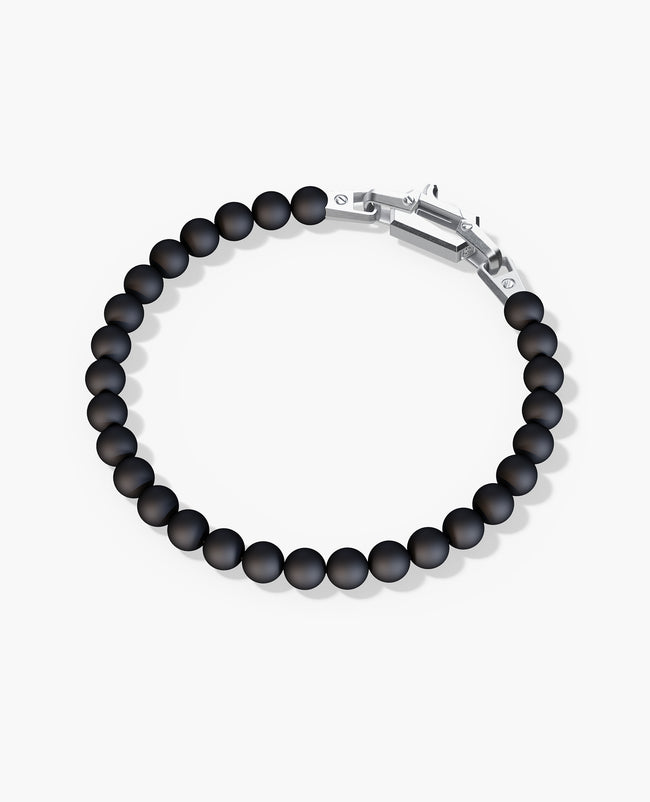POWER BEADS Bracelet with Silver Lock & Matt Onyx