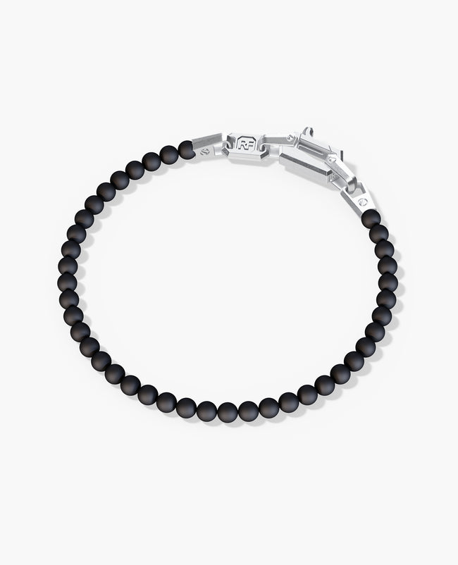 POWER BEADS Bracelet with Silver Lock & Matt Onyx
