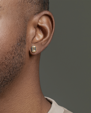 BRIGGS Gold Single Stud Earring with 0.08ct Black Diamonds