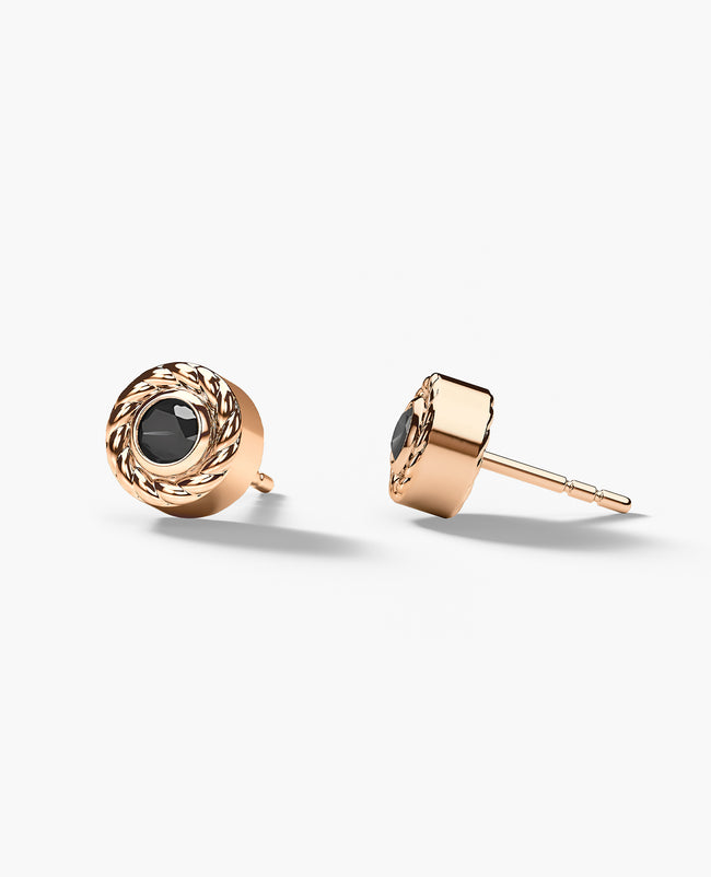 ROPES Gold Single Stud Earring with 0.20ct Black Diamonds