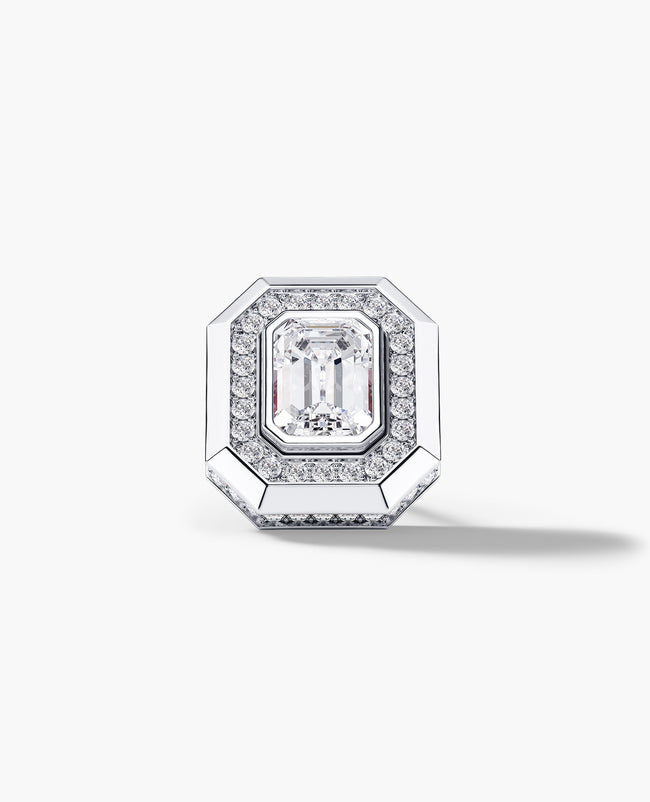 Ready to Ship - HALO Gold Emerald Cut Stud Earrings with 1.40ct Diamonds