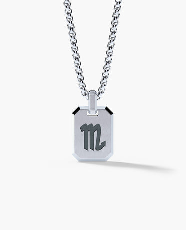 SCORPIO MINI ZODIAC Dog Tag Silver Pendant