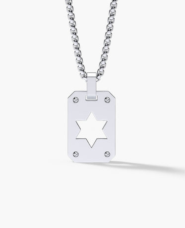 SHADOW STAR of David Gold Dog Tag Pendant