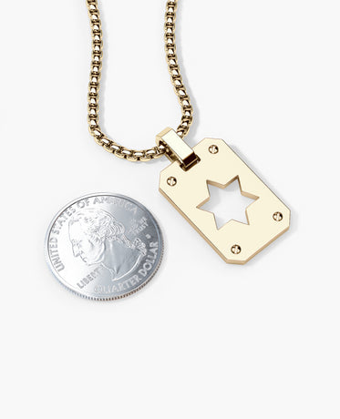 SHADOW STAR of David Gold Dog Tag Pendant