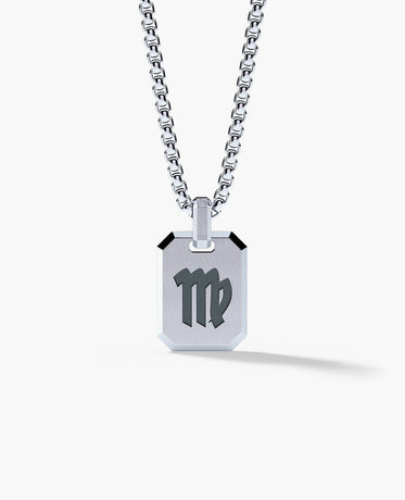 VIRGO MINI ZODIAC Dog Tag Silver Pendant