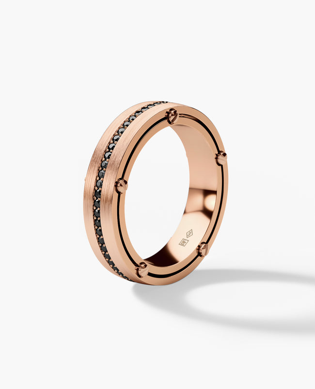 FRANKLIN Comfort Fit Gold Ring with 0.50ct Black Diamonds - 5mm