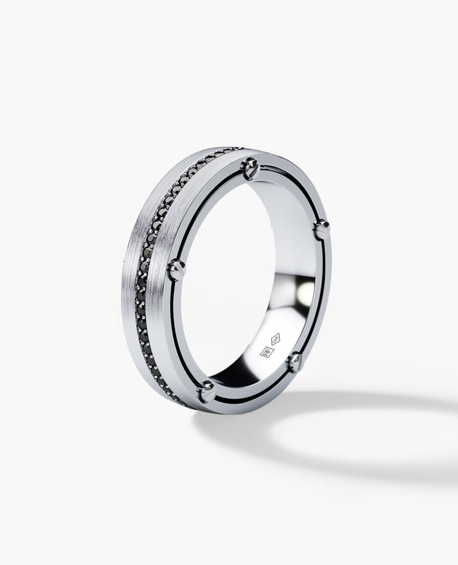 FRANKLIN Comfort Fit Gold Ring with 0.50ct Black Diamonds - 5mm