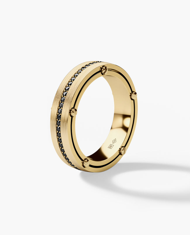 FRANKLIN Comfort Fit Gold Ring with 0.50ct Black Diamonds - 5mm