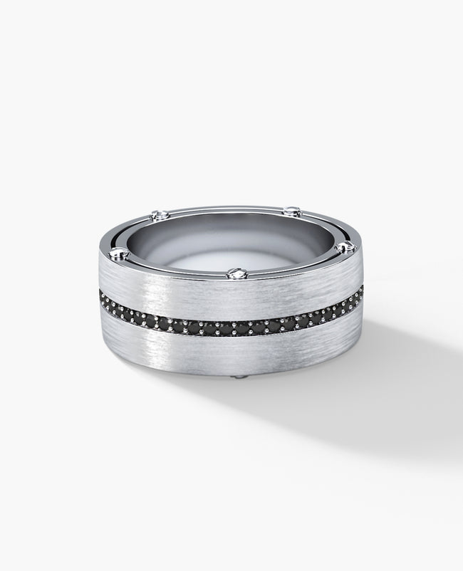 FRANKLIN Comfort Fit Gold Ring with 0.50ct Black Diamonds - 9mm - Wide Version