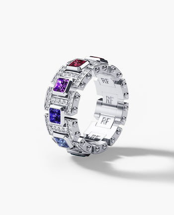 Sample - LA PAZ Gold Ring with 4.70ct Multi Color Sapphires and Diamonds