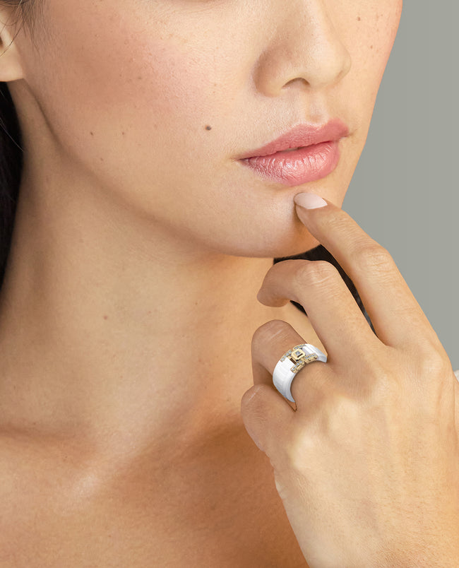 Ready to Ship - LA PAZ Atomic Silicone & 14k Yellow Gold Ring with 0.20ct Diamonds