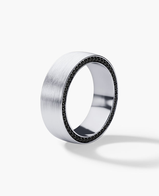 JERRITT Comfort Fit Mens Gold Ring with 0.70ct Black Diamonds