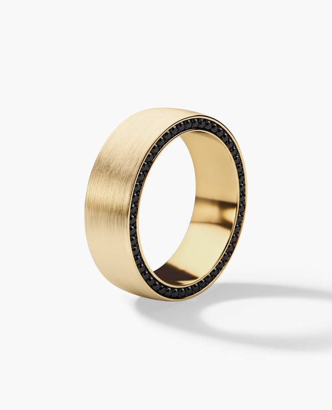 JERRITT Comfort Fit Mens Gold Ring with 0.70ct Black Diamonds