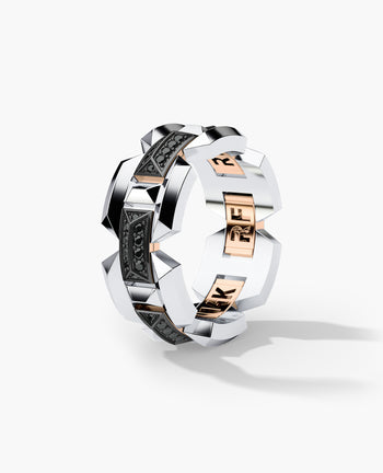 Sample - BRIGGS EDGE Two-Tone Gold Ring with 0.50ct Black Diamonds
