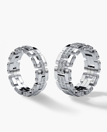 Sample - GETCHELL Gold Matching Diamond Wedding Band Set