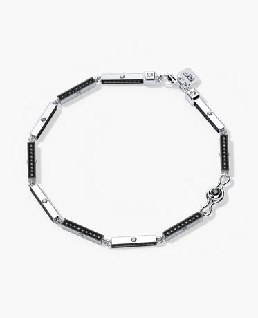 BAR CHAIN Gold Bracelet with Black Diamonds - 2.5mm