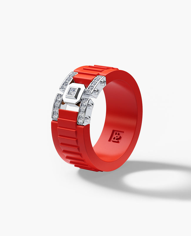 Ready to Ship - LA PAZ Atomic Silicone & Platinum Ring with 0.20ct Diamonds