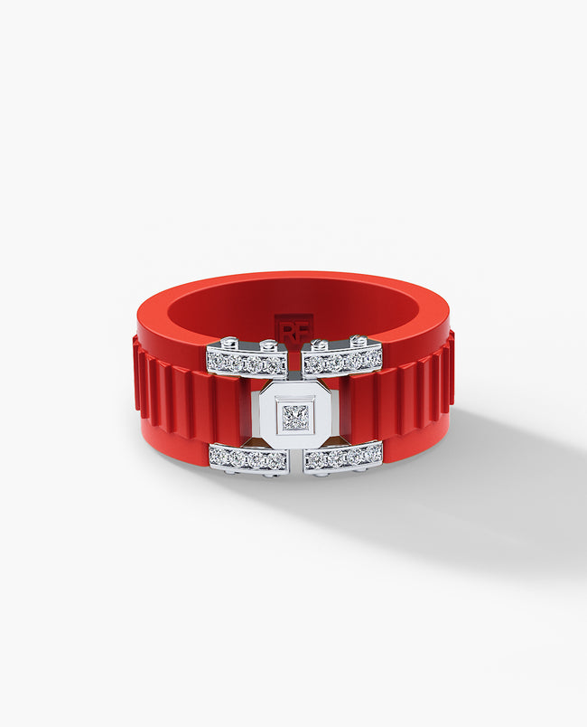 Ready to Ship - LA PAZ Atomic Silicone & Platinum Ring with 0.20ct Diamonds