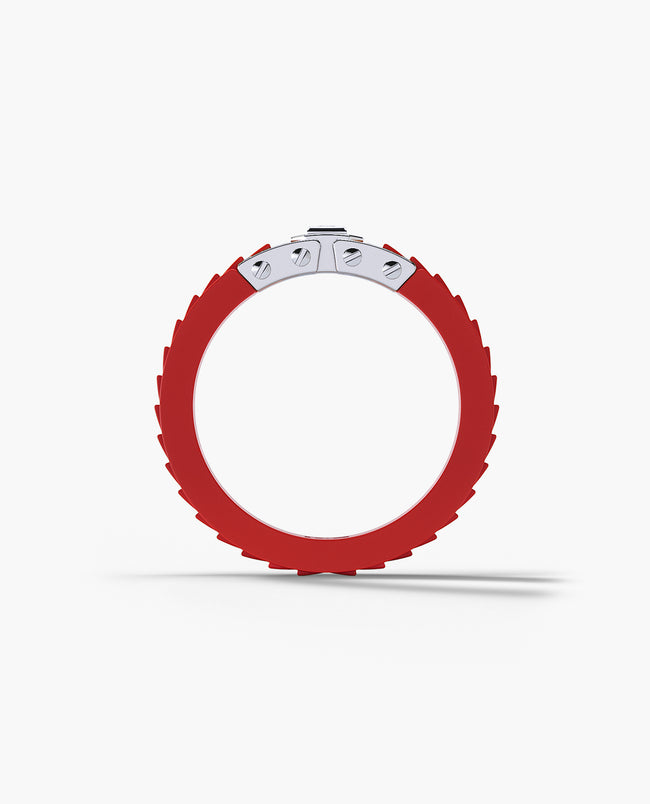 Ready to Ship - LA PAZ Atomic Silicone & Platinum Ring with 0.20ct Diamonds