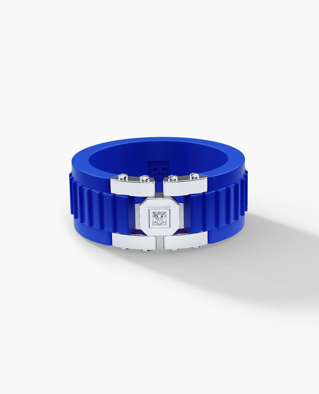 Ready to Ship - LA PAZ Atomic Silicone & 14k White Gold Ring with 0.05ct Diamonds