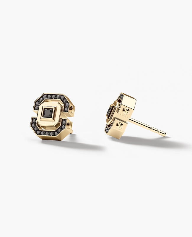 LA PAZ Gold Single Stud Earring with 0.17ct Black Diamonds