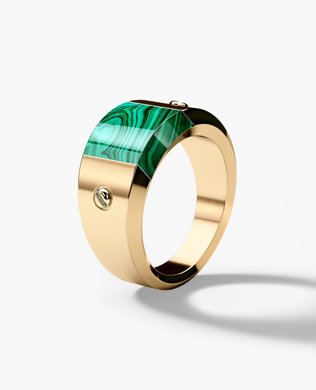 Ready to Ship - MONTANA Gold Signet Ring with Malachite