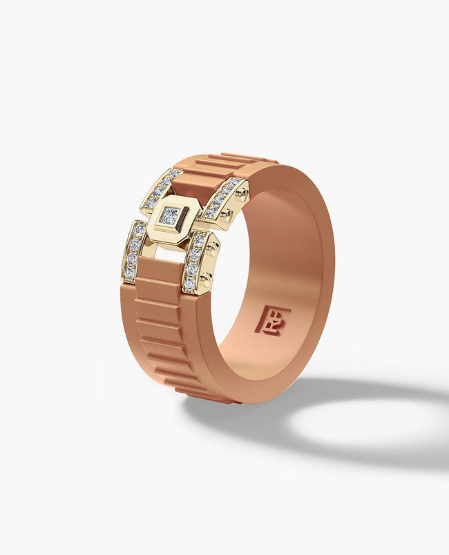 Ready to Ship - LA PAZ Atomic Silicone & 14k Yellow Gold Ring with 0.20ct Diamonds