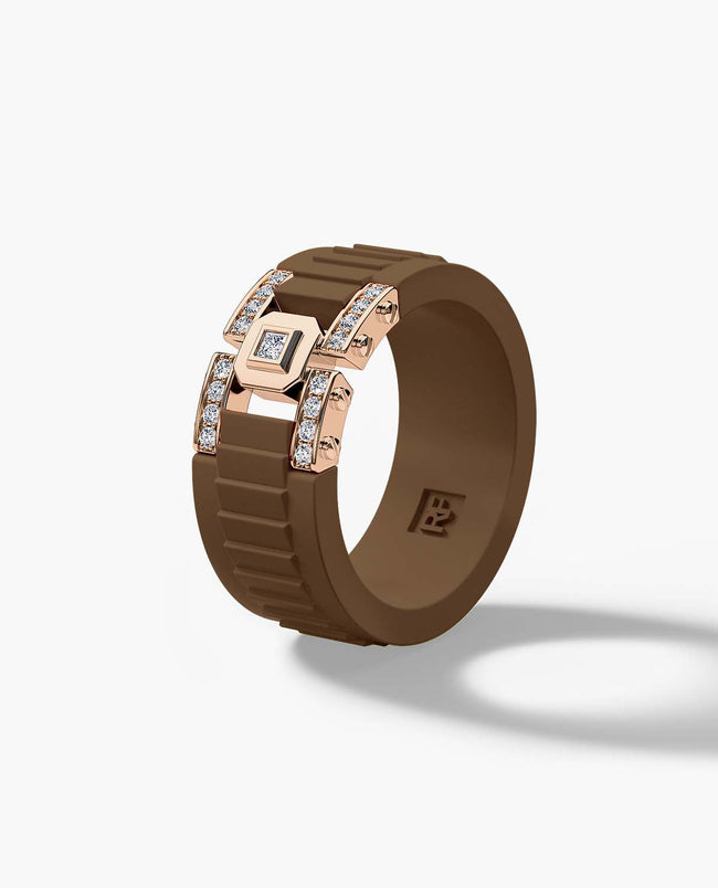 Ready to Ship - LA PAZ Atomic Silicone & 14k Rose Gold Ring with 0.20ct Diamonds