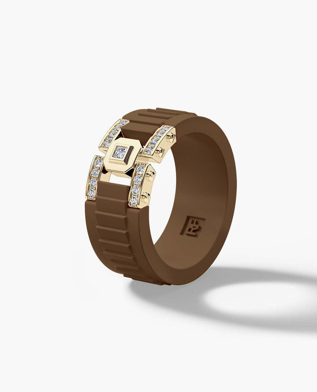 Ready to Ship - LA PAZ Atomic Silicone & 14k Yellow Gold Ring with 0.20ct Diamonds