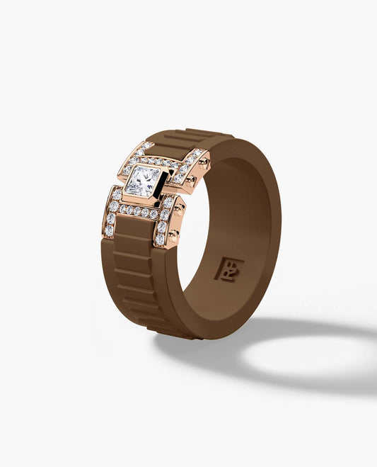 LA PAZ Atomic Silicone & Gold Ring with 0.50ct Diamonds