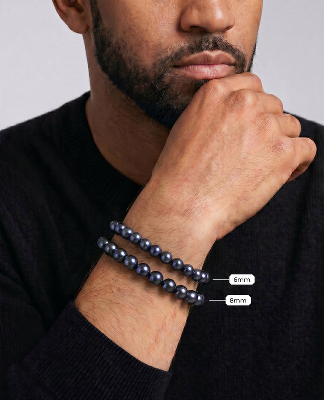 Ready to Ship - POWER BEADS Bracelet with Silver Lock & Black Pearl