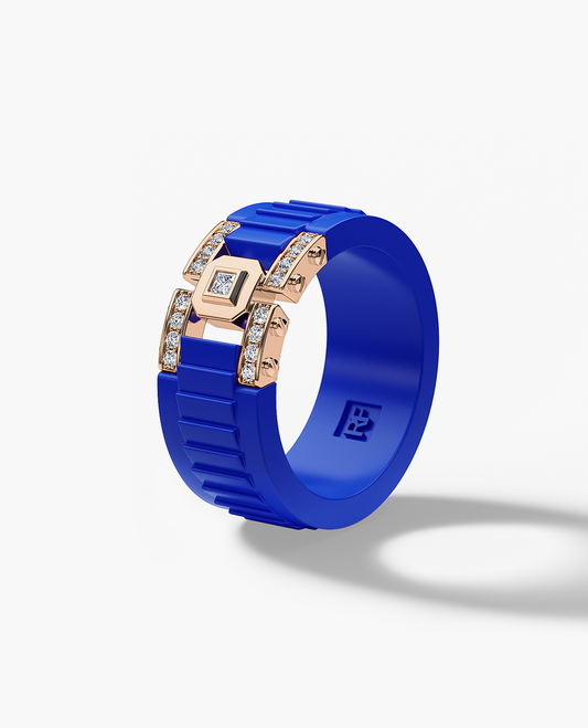 Ready to Ship - LA PAZ Atomic Silicone & 18k Rose Gold Ring with 0.20ct Diamonds