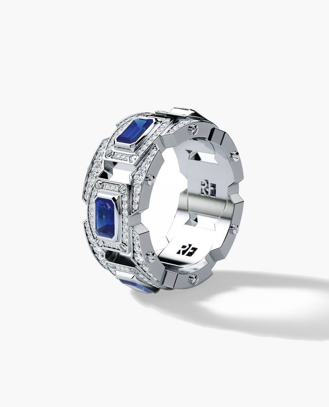ARGONAUT Gold Ring with 3.80ct Sapphires and Diamonds