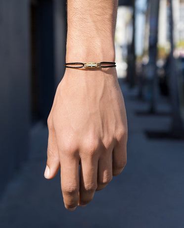 Ready to Ship - FRANKLIN Cord Bracelet with Gold Charm & 0.17ct Diamonds