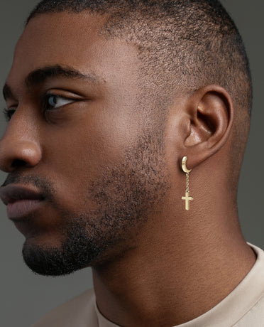 DANGLE Cross Hoop Gold Earring