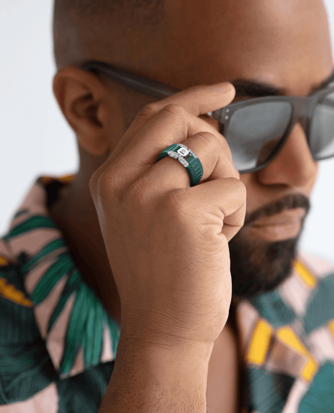 Ready to Ship - LA PAZ Atomic Silicone & Platinum Ring with 0.20ct Diamonds