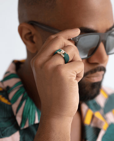 Ready to Ship - LA PAZ Atomic Silicone & 18k Rose Gold Ring with 0.20ct Diamonds