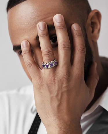 LA PAZ Gold Ring with 4.70ct Amethysts and Diamonds