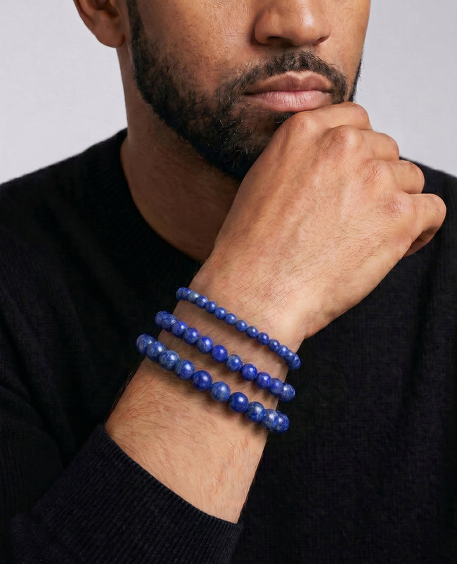 Ready to Ship - POWER BEADS Bracelet with Gold Lock & Lapis Lazuli